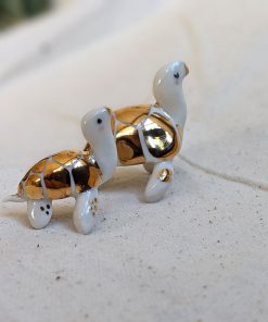 Tortue marine Porcelaine et Or