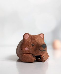 Ceramic Figurine – Red Clay Bear – Sleeping